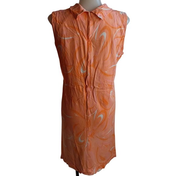1OF1 Women's Large Vintage Dress 1960's Sleeveless Orange Abstract Swirl - Picture 4 of 8